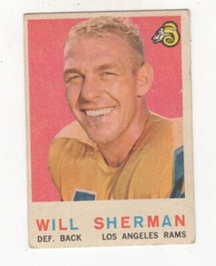 1959 TOPPS FOOTBALL WILL SHERMAN LOS ANGELES RAMS #127