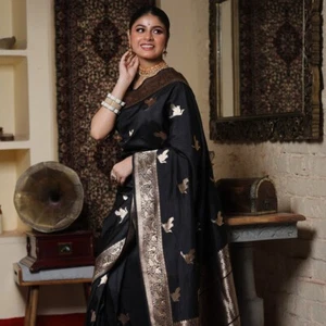 South Indian Saree Blouse Bridal Banarasi Silk Sari Bollywood Party Wedding New - Picture 1 of 5
