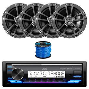 JVC Marine USB Radio Bluetooth, 4x 6.5" 225W Barco Audio Altavoces Cromados con Cable - Imagen 1 de 4