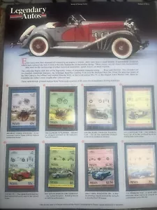 Workd Of Stamps Series . Legendary Autos Stamp Sheet- Stamps Of Nevis. 8 Stamps - Picture 1 of 6