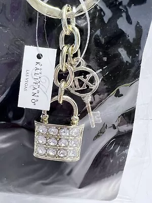 Alexander Kalifano Diamond Studded Lock And Key crystals keychain Bling - Image 1 of 3