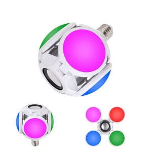 E27 Wireless Bluetooth Smart Light Bulb Speaker LED RGB White Music Play Remote - Picture 1 of 12