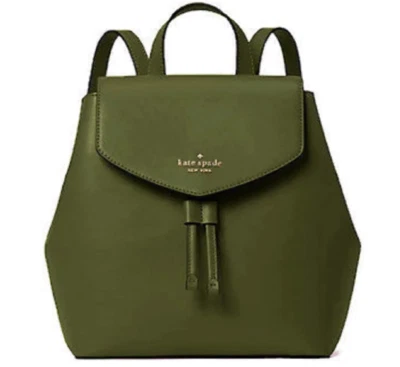Mochila Kate Spade Lizzie Saffiano Cuero Solapa Mediana Bolso Verde Encantado. Foto 1 de 4