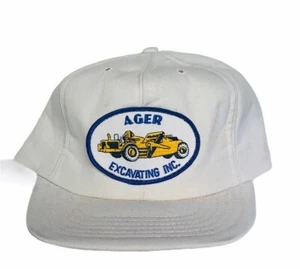 Ager Excavating Inc hat cap snapback trucker vtg construction tractor backhoe US - Picture 1 of 5