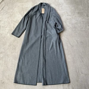 Mantel Damen Gr L Wollimitat Maxilänge Grau Longmantel Offen Anorak Herbst Winte - Bild 1 von 10