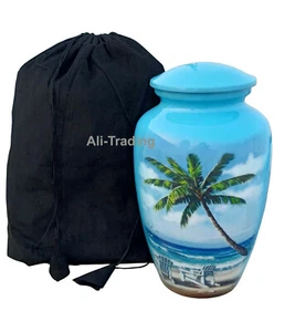 Handcrafted Keepsake Large Adult Cremation Urns Human Lovely Beach With Bag Free - Picture 1 of 5