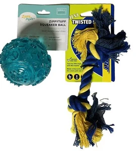 Dog Toy Lot of 2 Small Rope & Ball Chew Toys for Small Dogs or Puppies BRAND NEW - Picture 1 of 1