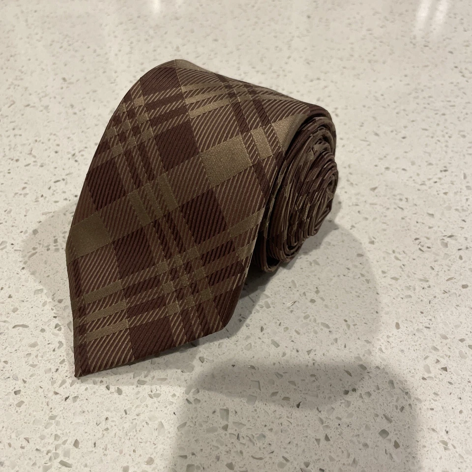 Corbata para hombre Oscar de la Renta marrón multicolor 100 % seda hecha a mano  Foto 1 de 4