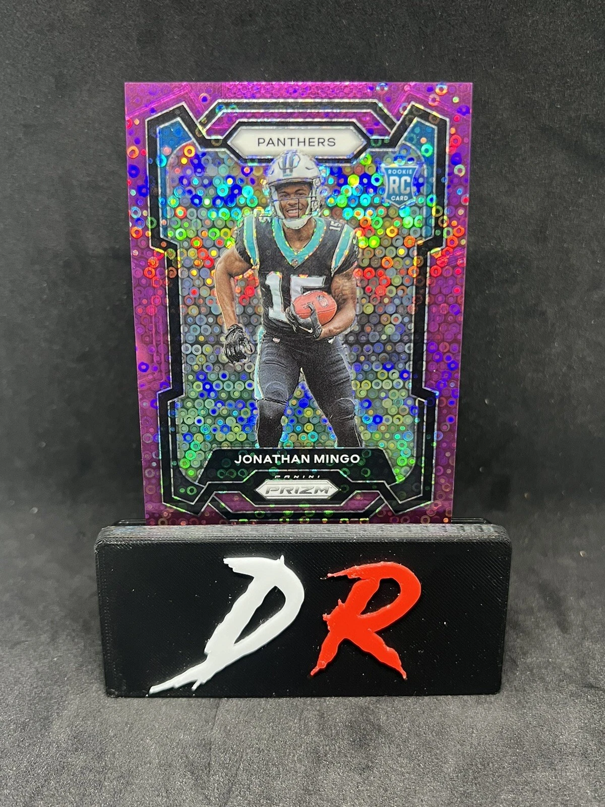2023 Panini Prizm #312 Jonathan Mingo No Huddle Purple /35 Panthers SM1 Rookie