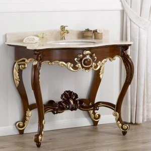 Waschtischkonsole Luigi Filippo Englischer Barock Stil Badmöbel cm 105 Walnus... - Bild 1 von 4