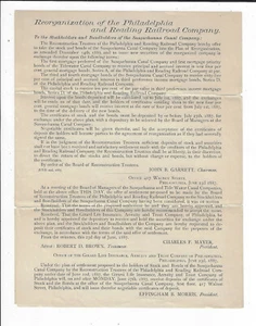 1887 Reorganization of the Philadelphia & Reading Railroad Company RARE - Picture 1 of 2