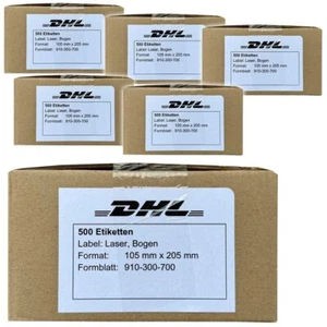 3000 DHL Label Adressaufkleber Etiketten Laser Bogen Format 105x205 mm Formblatt - Bild 1 von 12