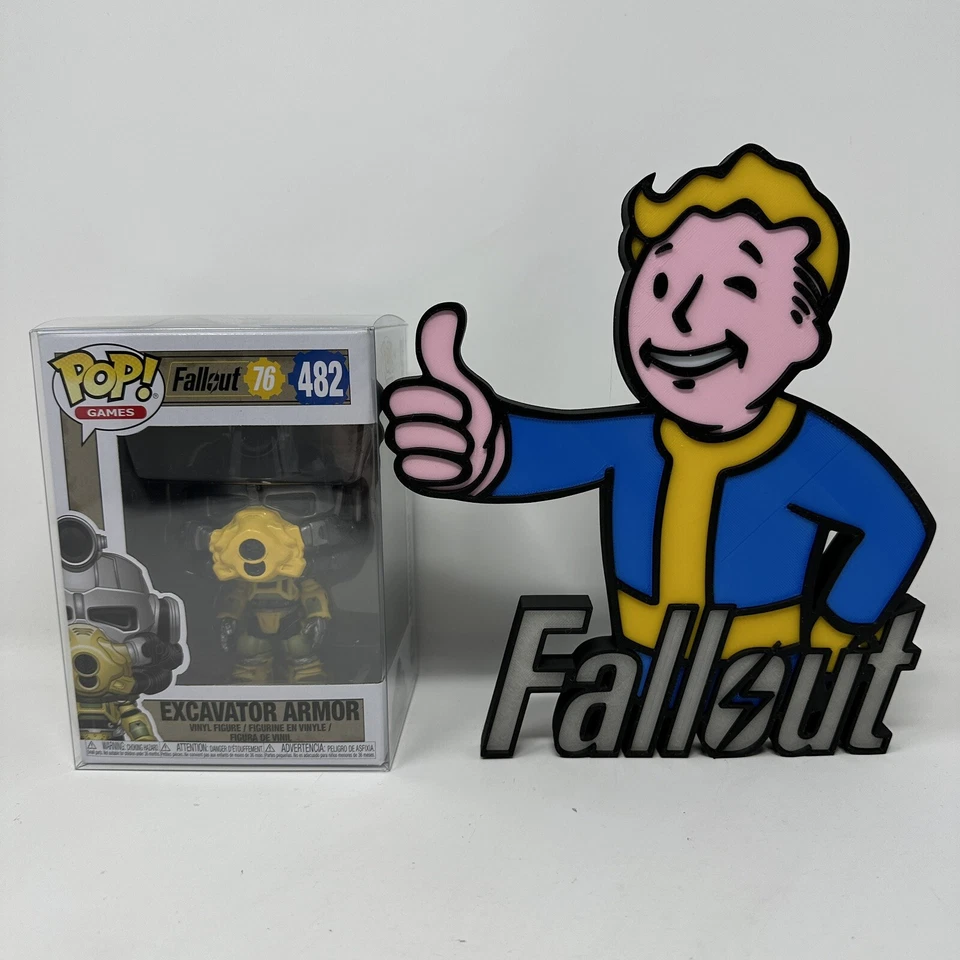3D Printed FALLOUT 76 - VAULT BOY (GITD) Fan Sign for your Funko & Collectibles