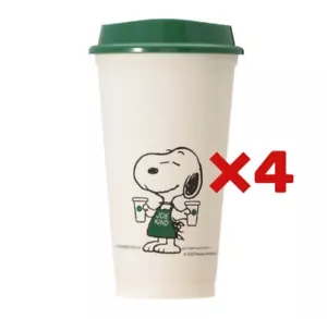 Starbucks PEANUTS Snoopy 2025 Reusable Plastic Cup 473ml Set of 4 Japan Limited - Picture 1 of 12