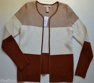 Nueva con etiquetas $98 Chaqueta Abierta Tejida Banana Republic Colorblock Mezcla de Seda Algodón Talla XS - Imagen 1 de 7