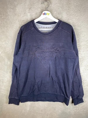 GUESS Casual Pullover Jumper Size XL Mens Navy Logo Long Sleeve - Image 1 of 4