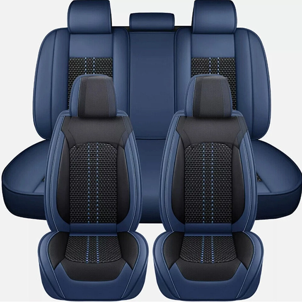 Juego completo de funda de asiento de coche de 5 asientos de cuero cojín protector trasero delantero Foto 1 de 4