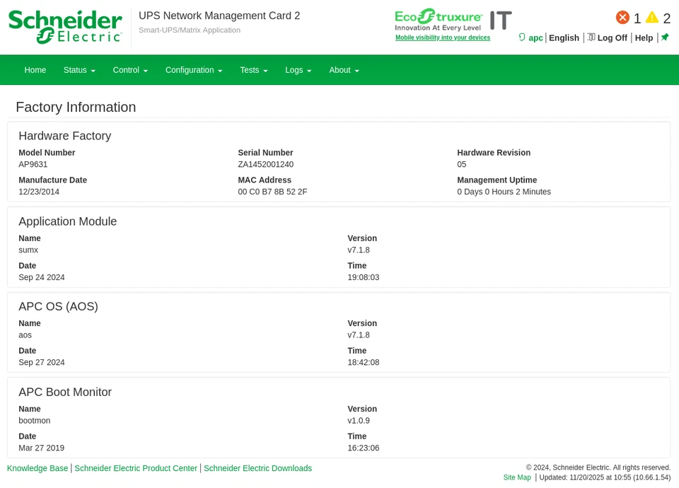 APC UPS Smart Slot AP9631 Web Network Management Card 2 - Image 1 of 1