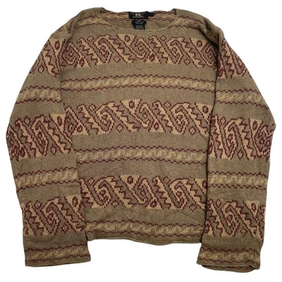 RRL Ralph Lauren Native Pattern Cotton Silk Knit Sweater L Hand Knit F/S - Image 1 of 4