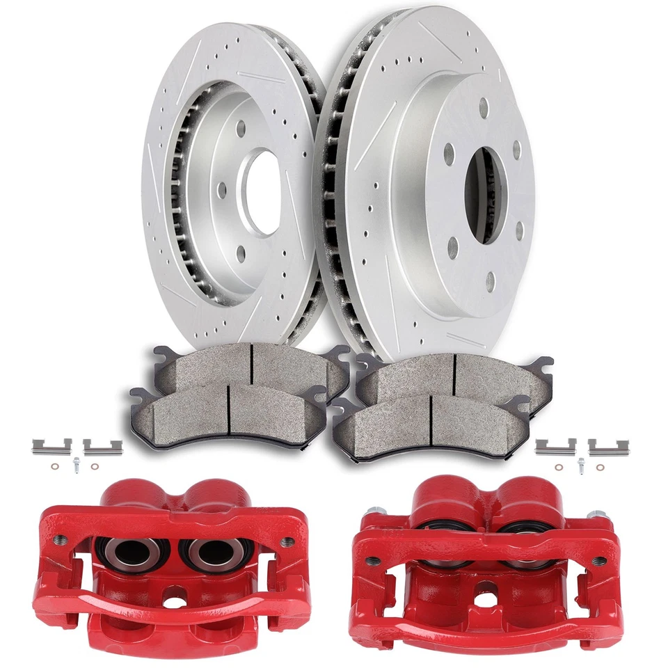 For Cadillac Escalade ESV EXT Front Brake Rotors Calipers w/ Ceramic Pads Kit Foto 1 de 1