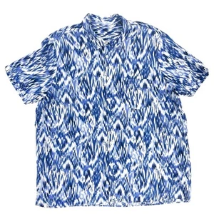 Camisa con botones Tasso Elba 3XL 100 % lino azul/blanco manga corta para hombre - Imagen 1 de 5