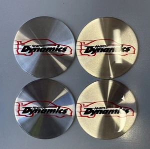•Genuine• Team Dynamics Racing 70mm Silver Wheel Badge/Centre Cap Stickers X4 - Picture 1 of 2
