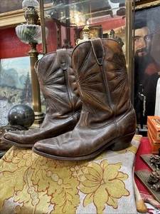 santiag ancienne paire de bottes en cuir vers 1970-80 - Imagen 1 de 7
