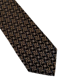 XMI Italian Woven Silk Brown Swirl Geometric Neck Tie Necktie Handmade USA  XL - Picture 1 of 5