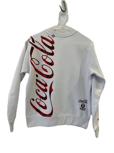 AAPE x Coca-Cola White Sweatshirt Small Logo Print Collab Pullover Crewneck #30 - Picture 1 of 14