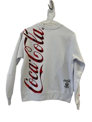 AAPE x Coca-Cola White Sweatshirt Small Logo Print Collab Pullover Crewneck #30 - Image 1 of 4