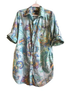 Lauren Ralph Lauren Women's Tunic Button Up Pastel  Paisley Cotton Top Sz Medium - Picture 1 of 6