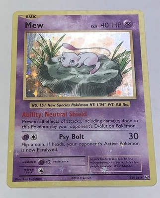 Pokemon XY Evolutions Mew 53/108 HOLO BLEED SP Error LP/NM - Image 1 of 4
