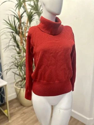 Dressbarn свитер женщин Sz M водолазка красный блестящий мерцающий праздник рулон шеи - Изображение 1 из 4