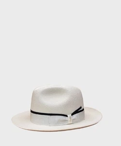 Borsalino Jer cappello fedora in feltro lana fine, cinta con profilo, bianco 470 - Foto 1 di 6