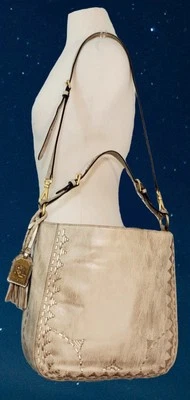 Bolsa Ralph Lauren, Creme, Couro Dourado Metálico, ERA US$ 1.000 *NOVA E RARA!* - Imagem 1 de 4