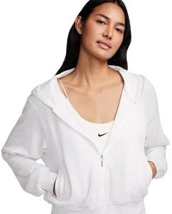 Nike Sportswear Chill French Terry Women’s Loose Full Zip Crop Hoodie White 2XL. - Picture 1 of 12