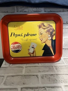 Rare VTG Pepsi-Cola "The Light Refreshment" Serving Tray Red Yellow W/ Hanger - Picture 1 of 4