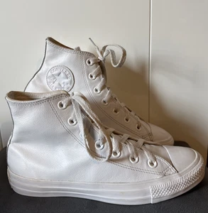 CONVERSE ALL STARS WHITE LEATHER TRAINERS Women’s Size 6 Uk (39 EUR) - Picture 1 of 17