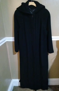 Vintage Regency Pure Cashmere Saks Fifth Avenue Black Long Trench Coat sz 6 - Picture 1 of 7