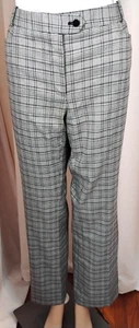 Calvin Klein Sz 8-10 Modern Fit Straight Leg Dress Pants Preppy Plaid Monochrome - Picture 1 of 16