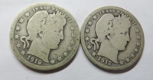 1912  Barber Two Quarter Dollars Silver - Picture 1 of 2