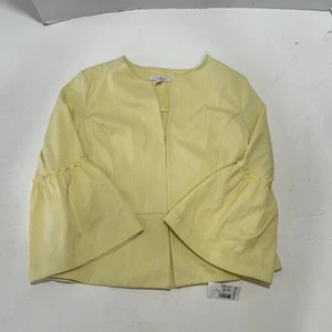 Roz & Ali Cropped Bolero Jacket Women's Size S Yellow Peasant Ruffled Sleeves - Picture 1 of 8