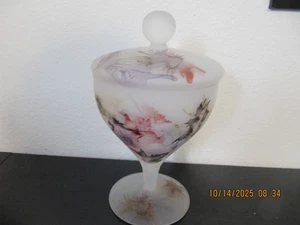 Kunstglas Apothekerglas Satiniert Wirbel Abstrakt Tintenfleck Mundgeblasene Glasschale 10" - Bild 1 von 4