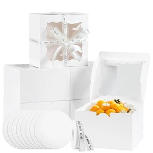 48 PIEZAS 9x9x5 Pulgadas Cajas para Pasteles con Ventana, Cajas Blancas para Postres de Panadería, Cajas... - Imagen 1 de 7