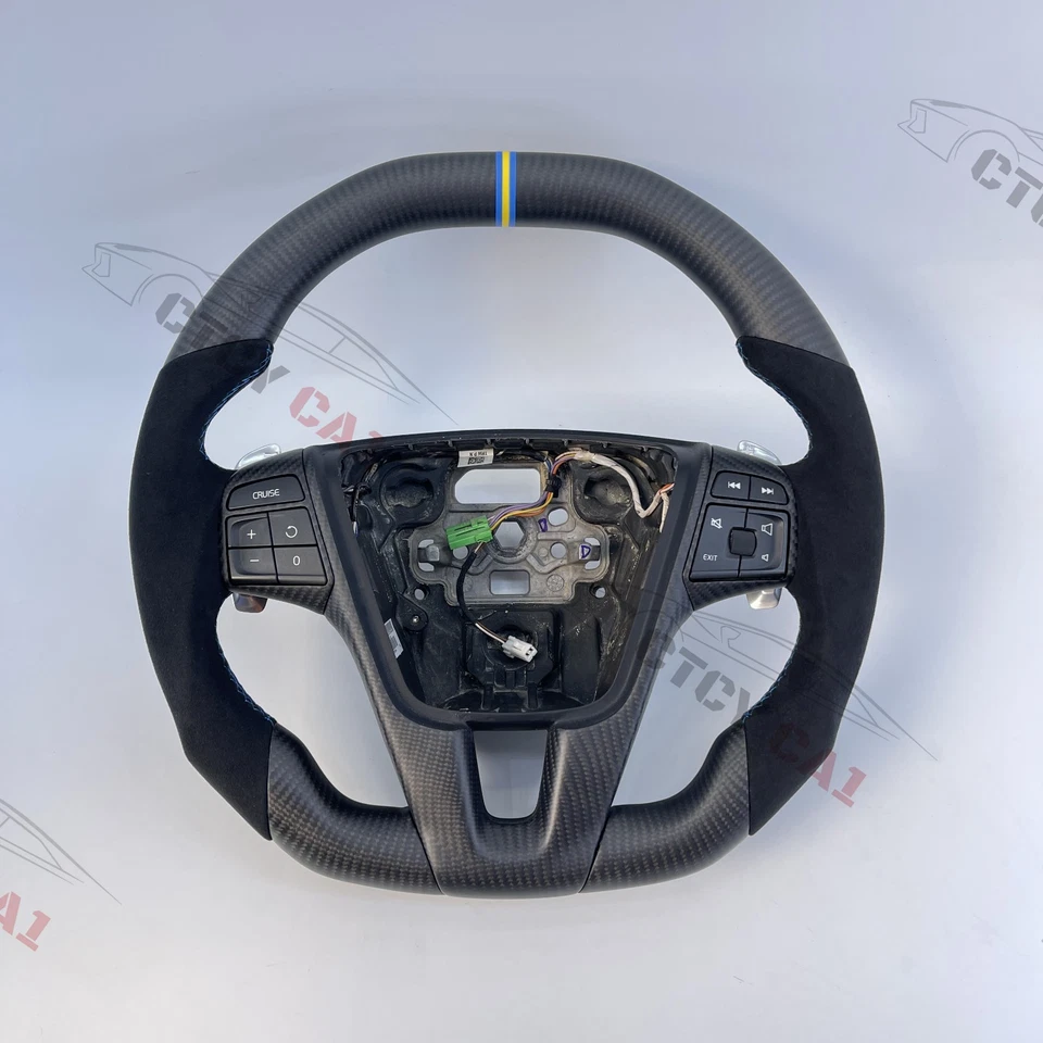 Volante de fibra de carbono mate personalizado para Volvo V60 S60 XC60 S80 2011-2019 Foto 1 de 4