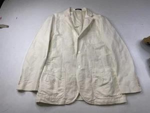 Vintage Polo Ralph Lauren Linen/Cotton White Blazer Jacket Coat Italy Mens 42R - Picture 1 of 13