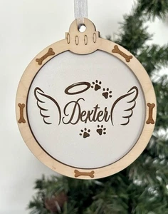Engraved Pet Memorial Bauble Personalized Christmas Decoration Dog Cat Paw Print - Picture 1 of 7