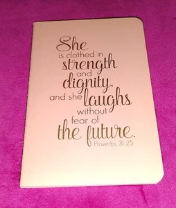 Christian Prayer Bible Verse Proverbs 31:25 Travel Size Notebook Prayer Journal  - Picture 1 of 3