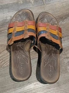 Born LoLo Women's Slide Sandals Brick Multi-Color Leather Sz 8 - Picture 1 of 5