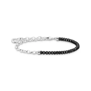 Thomas Sabo Sterling Silver Charmista Black Onyx Belcher 14-17cm Bracelet - Picture 1 of 1